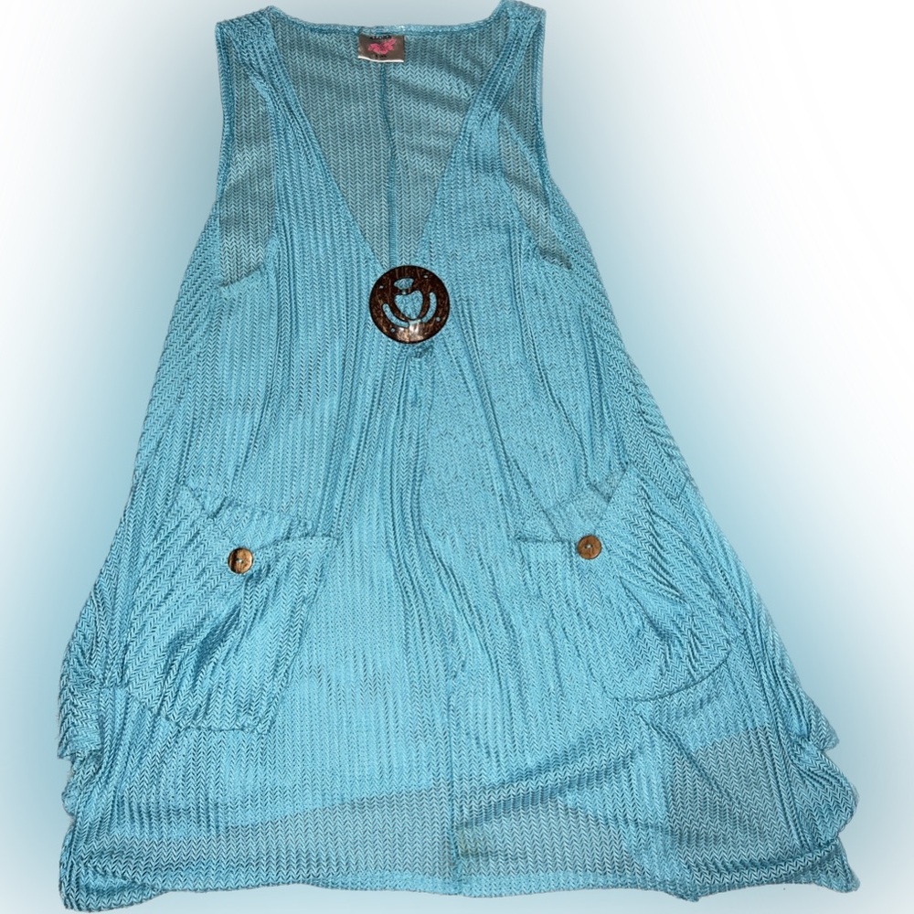 Aloha Blue Knit Swim Cover-up